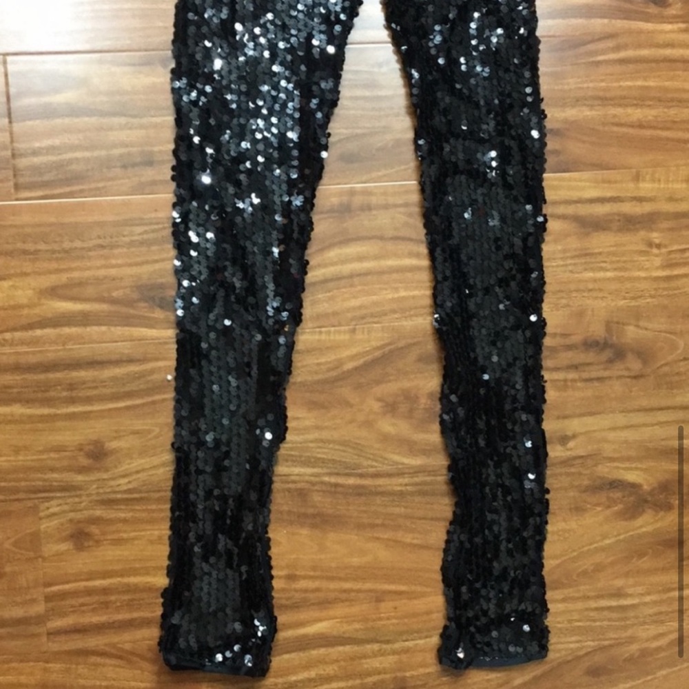 Custo Barcelona Black Sequins Mid Rise Legging Size large - Picture 4 of 8